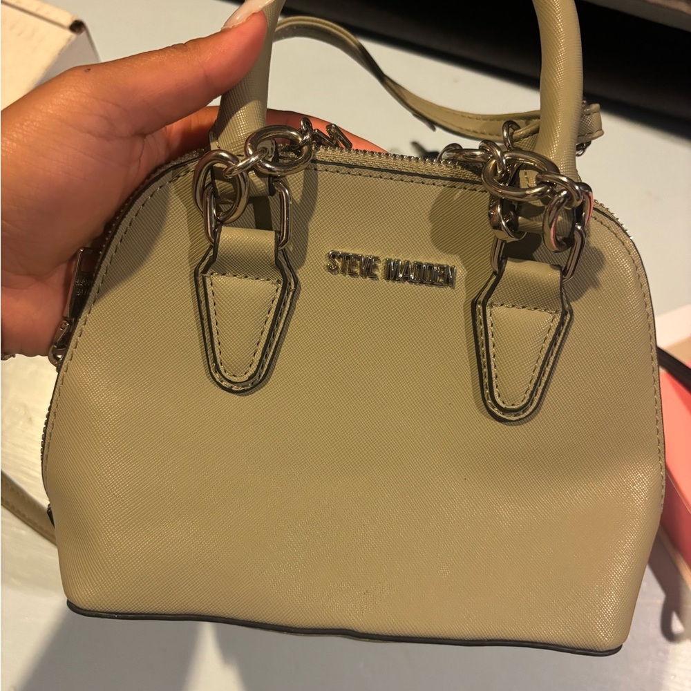 Steve Madden Beige Mini Bag with Silver Accents